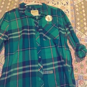 Teal plaid button up